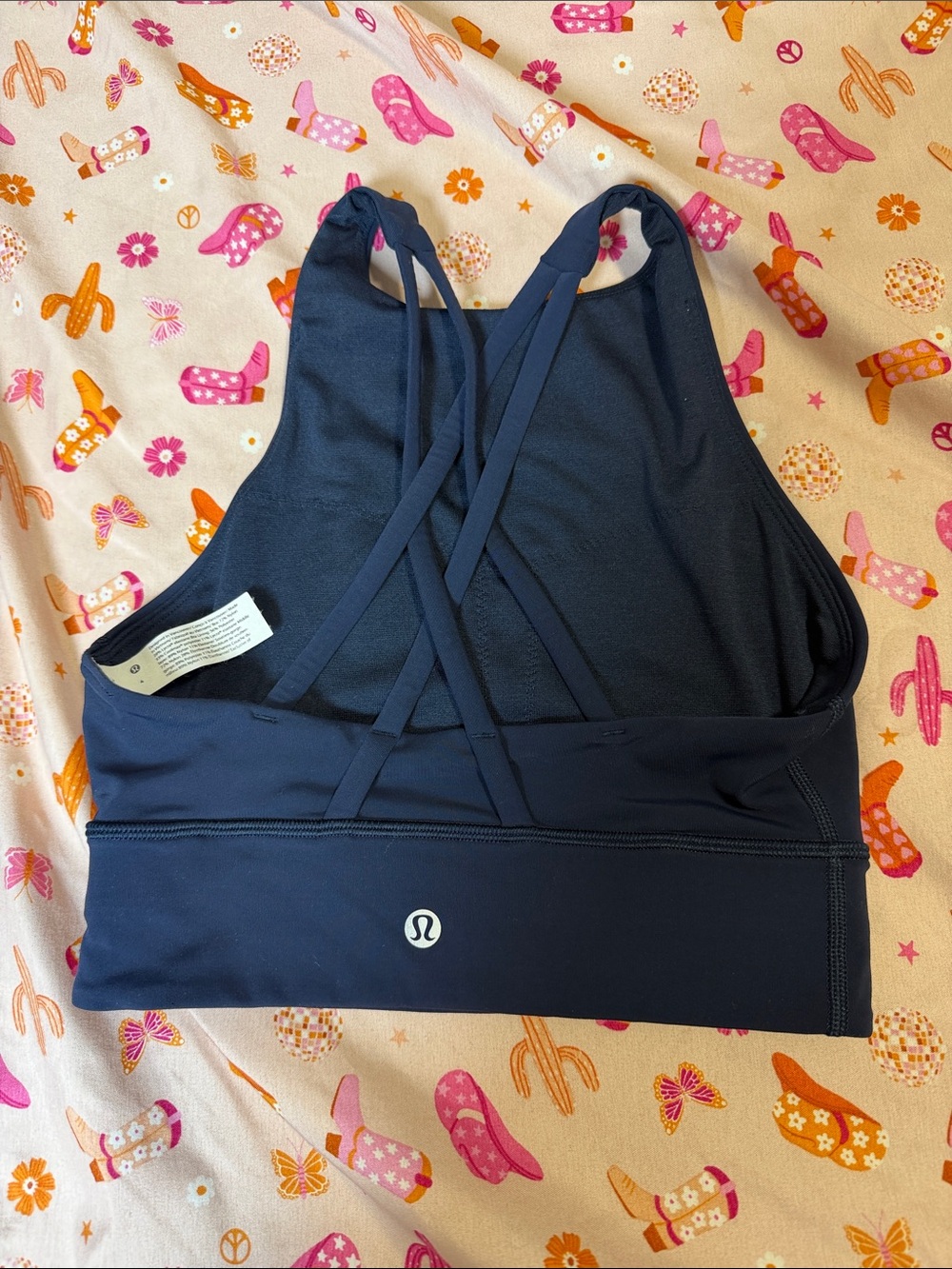 lululemon dark navy strappy crisscross sports bra
